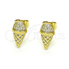 Arete Dormilona 02.344.0133 Oro Laminado, Diseño de Helado, con Blanca Micro Pave, Pulido, Tono Dorado