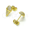 Arete Dormilona 02.344.0133 Oro Laminado, Diseño de Helado, con Blanca Micro Pave, Pulido, Tono Dorado