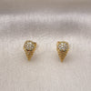 Arete Dormilona 02.344.0133 Oro Laminado, Diseño de Helado, con Blanca Micro Pave, Pulido, Tono Dorado