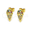 Arete Dormilona 02.344.0133.1 Oro Laminado, Diseño de Helado, con Multicolor Micro Pave, Pulido, Tono Dorado