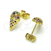 Arete Dormilona 02.344.0133.1 Oro Laminado, Diseño de Helado, con Multicolor Micro Pave, Pulido, Tono Dorado