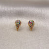 Arete Dormilona 02.344.0133.1 Oro Laminado, Diseño de Helado, con Multicolor Micro Pave, Pulido, Tono Dorado