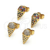 Arete Dormilona 02.344.0133.1 Oro Laminado, Diseño de Helado, con Multicolor Micro Pave, Pulido, Tono Dorado