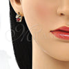 Argolla Huggie 02.344.0134.1.15 Oro Laminado, Diseño de Elefante, con Granate Zirconia Cubica and Blanca Micro Pave, Pulido, Tono Dorado
