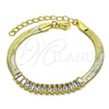 Pulsera Elegante 04.341.0097.07 Oro Laminado, Diseño de Baguette, con Blanca Zirconia Cubica, Pulido, Tono Dorado (05 MM Thickness, 7 Inches Length)