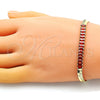 Pulsera Elegante 04.341.0097.1.07 Oro Laminado, Diseño de Baguette, con Granate Zirconia Cubica, Pulido, Tono Dorado (05 MM Thickness, 7 Inches Length)