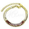 Pulsera Elegante 04.341.0097.1.07 Oro Laminado, Diseño de Baguette, con Granate Zirconia Cubica, Pulido, Tono Dorado (05 MM Thickness, 7 Inches Length)