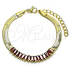 Pulsera Elegante 04.341.0097.1.07 Oro Laminado, Diseño de Baguette, con Granate Zirconia Cubica, Pulido, Tono Dorado (05 MM Thickness, 7 Inches Length)