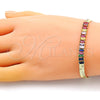 Pulsera Elegante 04.341.0097.3.07 Oro Laminado, Diseño de Baguette, con Multicolor Zirconia Cubica, Pulido, Tono Dorado (05 MM Thickness, 7 Inches Length)