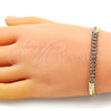 Pulsera Elegante 04.341.0097.5.07 Oro Laminado, Diseño de Baguette, con Amatista Zirconia Cubica, Pulido, Tono Dorado (05 MM Thickness, 7 Inches Length)