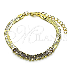 Pulsera Elegante 04.341.0097.5.07 Oro Laminado, Diseño de Baguette, con Amatista Zirconia Cubica, Pulido, Tono Dorado (05 MM Thickness, 7 Inches Length)