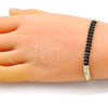 Pulsera Elegante 04.341.0097.6.07 Oro Laminado, Diseño de Baguette, con Negro Zirconia Cubica, Pulido, Tono Dorado (05 MM Thickness, 7 Inches Length)