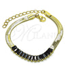 Pulsera Elegante 04.341.0097.6.07 Oro Laminado, Diseño de Baguette, con Negro Zirconia Cubica, Pulido, Tono Dorado (05 MM Thickness, 7 Inches Length)