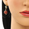 Arete Colgante 02.63.2747 Oro Laminado, Diseño de Bola, con Onix Negro Goldstone Venturina, Pulido, Tono Dorado