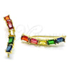 Earcuff 02.210.0732.1 Oro Laminado, Diseño de Baguette, con Multicolor Zirconia Cubica, Pulido, Tono Dorado