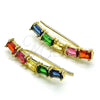 Earcuff 02.210.0732.1 Oro Laminado, Diseño de Baguette, con Multicolor Zirconia Cubica, Pulido, Tono Dorado