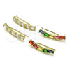 Earcuff 02.210.0732.1 Oro Laminado, Diseño de Baguette, con Multicolor Zirconia Cubica, Pulido, Tono Dorado