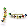 Earcuff 02.210.0734.1 Oro Laminado, con Multicolor Zirconia Cubica, Pulido, Tono Dorado