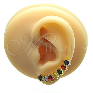 Earcuff 02.210.0734.1 Oro Laminado, con Multicolor Zirconia Cubica, Pulido, Tono Dorado