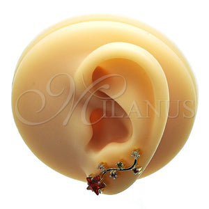 Earcuff 02.210.0735.1 Oro Laminado, Diseño de Estrella, con Multicolor Zirconia Cubica, Pulido, Tono Dorado