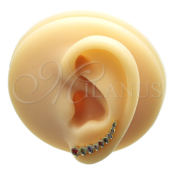 Earcuff 02.210.0736.1 Oro Laminado, con Multicolor Zirconia Cubica, Pulido, Tono Dorado