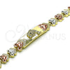 Pulsera Elegante 03.253.0073.08 Oro Laminado, Diseño de Delfín y Corazón, con Blanca and Negro Micro Pave, Pulido, Tres Tonos (08 MM Thickness, 8 Inches Length)