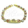 Pulsera Elegante 03.253.0073.08 Oro Laminado, Diseño de Delfín y Corazón, con Blanca and Negro Micro Pave, Pulido, Tres Tonos (08 MM Thickness, 8 Inches Length)