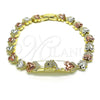 Pulsera Elegante 03.253.0073.08 Oro Laminado, Diseño de Delfín y Corazón, con Blanca and Negro Micro Pave, Pulido, Tres Tonos (08 MM Thickness, 8 Inches Length)