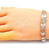 Pulsera Elegante 03.253.0074.08 Oro Laminado, Diseño de Elefante y Corazón, con Blanca and Negro Micro Pave, Pulido, Tres Tonos (08 MM Thickness, 8 Inches Length)