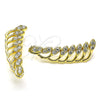 Earcuff 02.210.0738 Oro Laminado, Diseño de Oja, con Blanca Micro Pave, Pulido, Tono Dorado