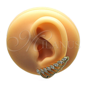 Earcuff 02.210.0738 Oro Laminado, Diseño de Oja, con Blanca Micro Pave, Pulido, Tono Dorado