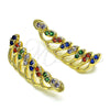 Earcuff 02.210.0738.1 Oro Laminado, Diseño de Oja, con Multicolor Micro Pave, Pulido, Tono Dorado