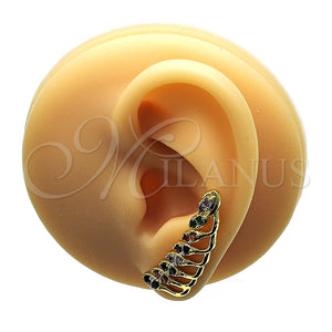 Earcuff 02.210.0738.1 Oro Laminado, Diseño de Oja, con Multicolor Micro Pave, Pulido, Tono Dorado