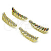 Earcuff 02.210.0738.1 Oro Laminado, Diseño de Oja, con Multicolor Micro Pave, Pulido, Tono Dorado