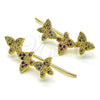 Earcuff 02.210.0739.1 Oro Laminado, Diseño de Mariposa, con Multicolor Micro Pave, Pulido, Tono Dorado