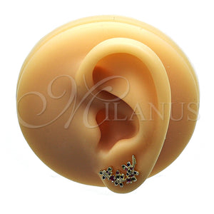 Earcuff 02.210.0740.1 Oro Laminado, Diseño de Libélula, con Multicolor Micro Pave and Rubi Zirconia Cubica, Pulido, Tono Dorado