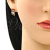 Juego de Arete y Dije de Adulto 10.210.0167.4 Oro Laminado, Diseño de Baguette, con Multicolor Zirconia Cubica, Pulido, Tono Dorado