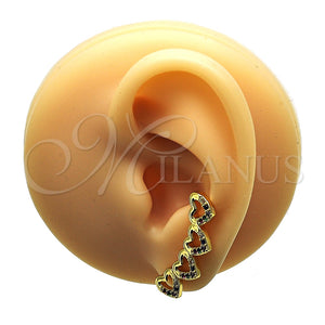 Earcuff 02.210.0742 Oro Laminado, Diseño de Corazón, con Multicolor Micro Pave, Pulido, Tono Dorado
