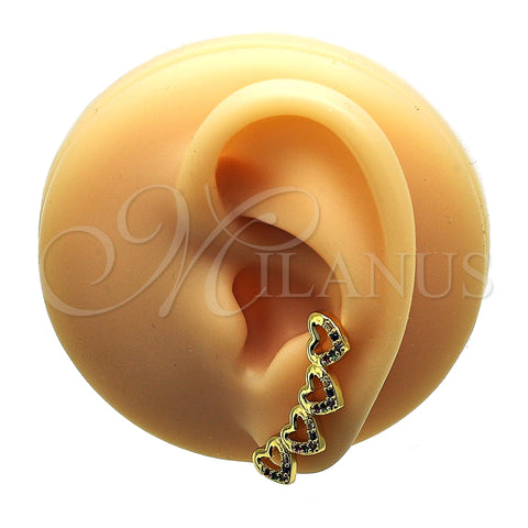 Earcuff 02.210.0742 Oro Laminado, Diseño de Corazón, con Multicolor Micro Pave, Pulido, Tono Dorado
