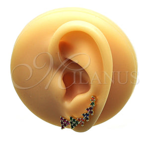 Earcuff 02.210.0743.1 Oro Laminado, con Multicolor Micro Pave, Pulido, Tono Dorado