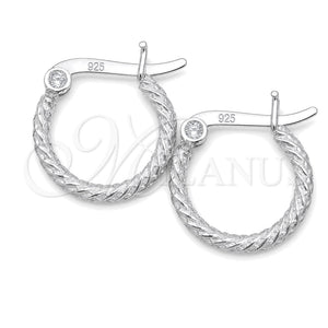 Argolla Pequeña 02.401.0002.12 Plata Rodinada, Diseño de Hueco, Diamantado, Tono Plateado
