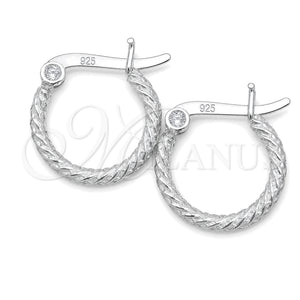 Argolla Pequeña 02.401.0002.12 Plata Rodinada, Diseño de Hueco, Diamantado, Tono Plateado