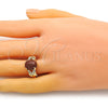 Anillo Multi Piedra 01.284.0061.07 Oro Laminado, Diseño de Oja, con Onix Negro Goldstone Venturina and Blanca Micro Pave, Pulido, Tono Dorado (Size 7)