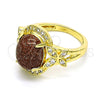 Anillo Multi Piedra 01.284.0062.07 Oro Laminado, Diseño de Mariposa, con Onix Negro Goldstone Venturina and Blanca Micro Pave, Pulido, Tono Dorado (Size 7)