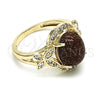 Anillo Multi Piedra 01.284.0062.07 Oro Laminado, Diseño de Mariposa, con Onix Negro Goldstone Venturina and Blanca Micro Pave, Pulido, Tono Dorado (Size 7)