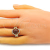 Anillo Multi Piedra 01.284.0062.08 Oro Laminado, Diseño de Mariposa, con Onix Negro Goldstone Venturina and Blanca Micro Pave, Pulido, Tono Dorado (Size 8)