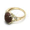 Anillo Multi Piedra 01.284.0063.07 Oro Laminado, con Onix Negro Goldstone Venturina and Blanca Micro Pave, Pulido, Tono Dorado (Size 7)