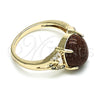 Anillo Multi Piedra 01.284.0063.07 Oro Laminado, con Onix Negro Goldstone Venturina and Blanca Micro Pave, Pulido, Tono Dorado (Size 7)