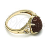 Anillo Multi Piedra 01.284.0063.08 Oro Laminado, con Onix Negro Goldstone Venturina and Blanca Micro Pave, Pulido, Tono Dorado (Size 8)