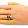 Anillo Multi Piedra 01.284.0064.08 Oro Laminado, con Onix Negro Goldstone Venturina and Blanca Micro Pave, Pulido, Tono Dorado (Size 8)